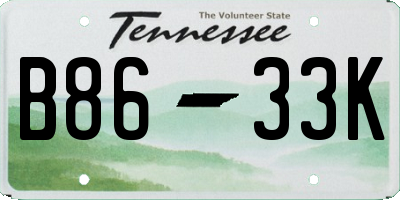 TN license plate B8633K