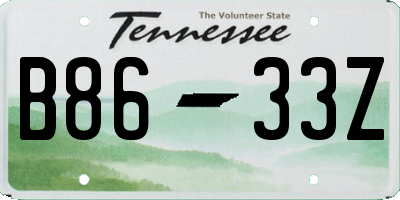 TN license plate B8633Z