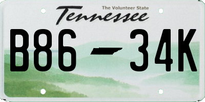 TN license plate B8634K