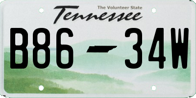 TN license plate B8634W