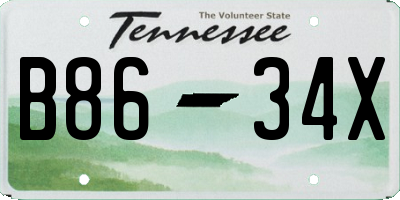 TN license plate B8634X