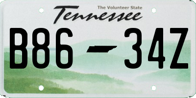 TN license plate B8634Z