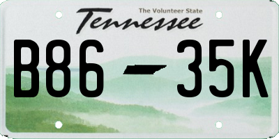TN license plate B8635K