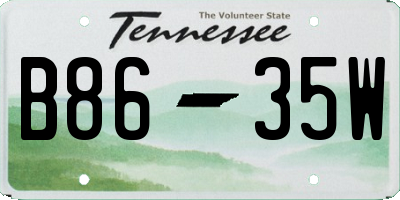 TN license plate B8635W