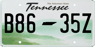 TN license plate B8635Z