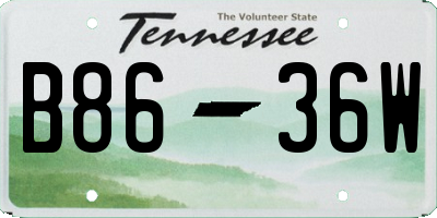 TN license plate B8636W
