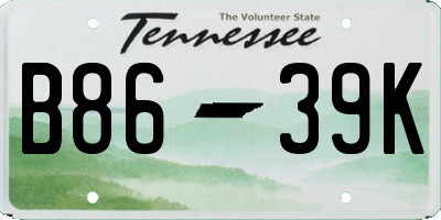 TN license plate B8639K