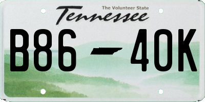 TN license plate B8640K