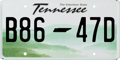 TN license plate B8647D