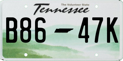 TN license plate B8647K