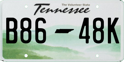 TN license plate B8648K