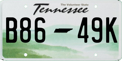 TN license plate B8649K
