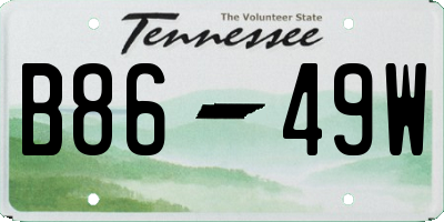 TN license plate B8649W