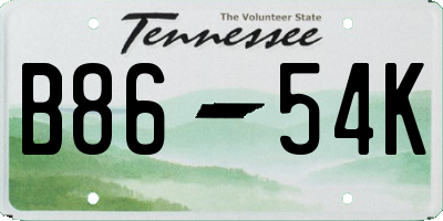 TN license plate B8654K