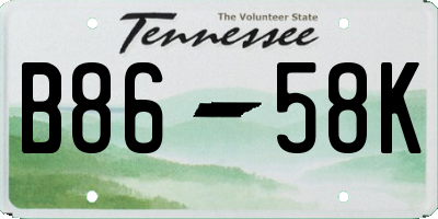 TN license plate B8658K