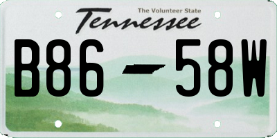 TN license plate B8658W