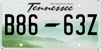 TN license plate B8663Z