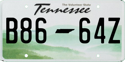 TN license plate B8664Z