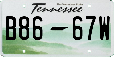 TN license plate B8667W