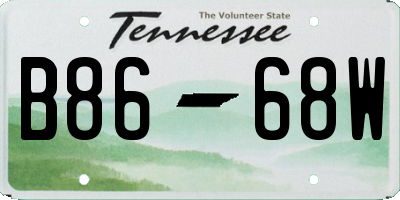 TN license plate B8668W