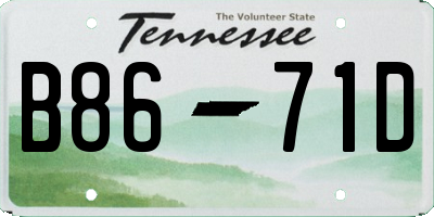 TN license plate B8671D