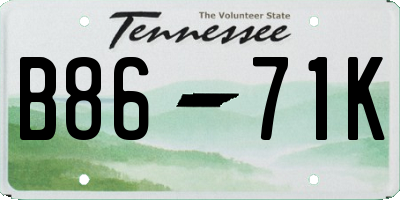 TN license plate B8671K