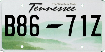 TN license plate B8671Z