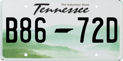 TN license plate B8672D