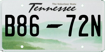 TN license plate B8672N