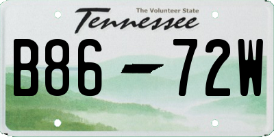 TN license plate B8672W