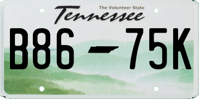 TN license plate B8675K