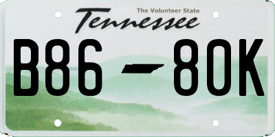 TN license plate B8680K