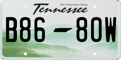 TN license plate B8680W