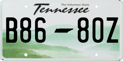 TN license plate B8680Z