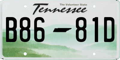 TN license plate B8681D