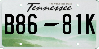 TN license plate B8681K