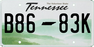 TN license plate B8683K