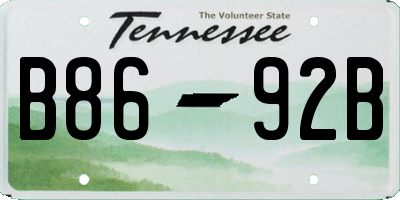 TN license plate B8692B