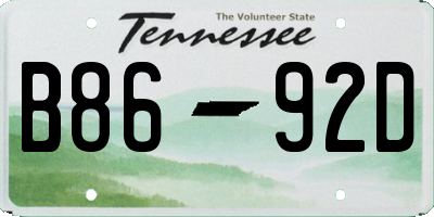 TN license plate B8692D