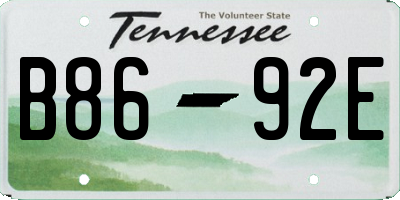 TN license plate B8692E