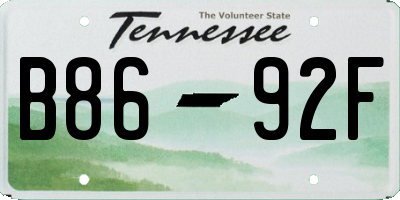TN license plate B8692F