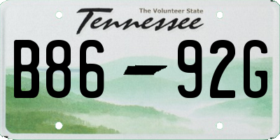 TN license plate B8692G
