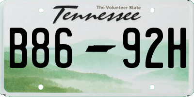 TN license plate B8692H