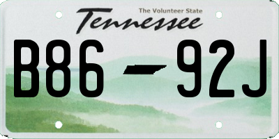 TN license plate B8692J