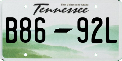 TN license plate B8692L
