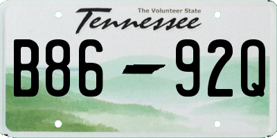 TN license plate B8692Q