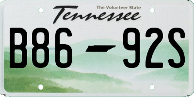 TN license plate B8692S