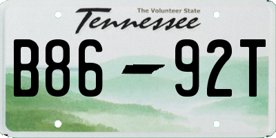 TN license plate B8692T