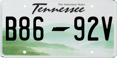 TN license plate B8692V