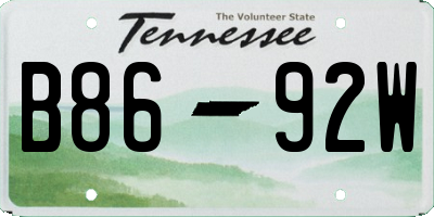 TN license plate B8692W